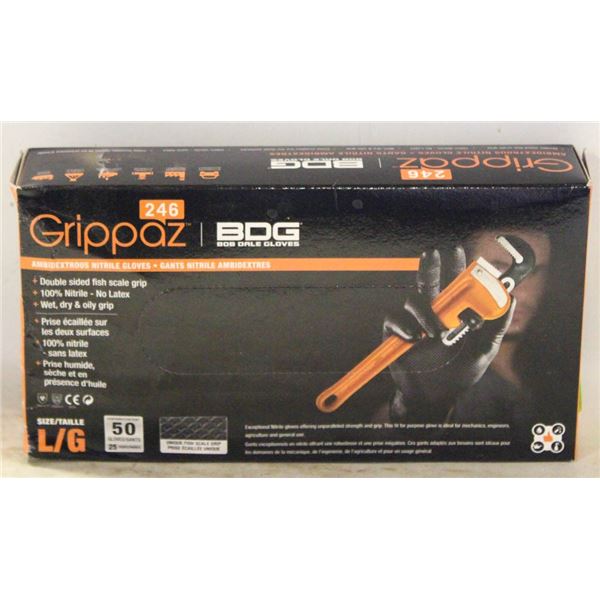 GRIPPAZ 246 BDG ANBIDEXTROUS NITRILE GLOVES SIZE L