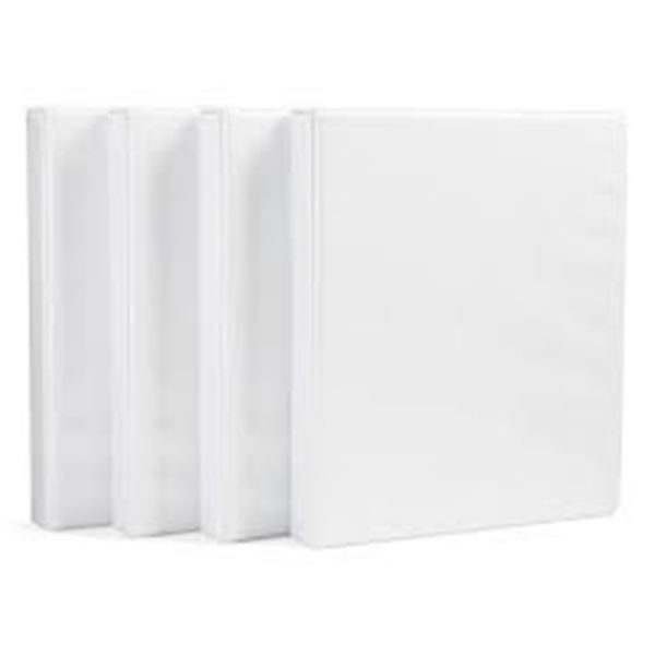 NEW AMAZON BASICS 4PK BINDER D-RING WHITE