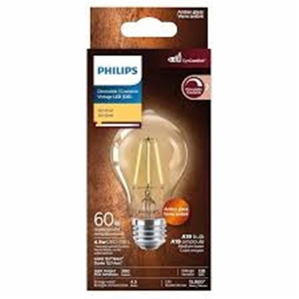 NEW PHILIPS DIMMABLE LED AMBER 60W LIGHT BULBS