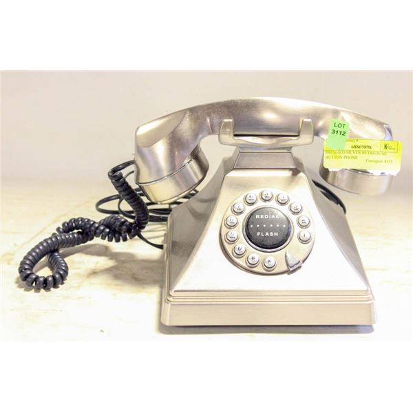 BRUSHED SILVER RETRO PUSH BUTTON PHONE