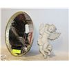Image 1 : VINTAGE OVAL MIRROR TRAY WITH ANGEL