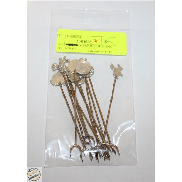 12 OLD ASSORTED OLIVE FORKS