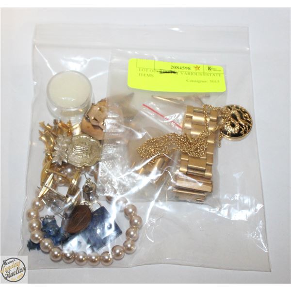 LOT OF ASSORTED ESTATE JEWELRY BOX CONTENTS