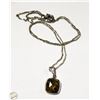 Image 1 : 21" STERLING SILVER NECKLACE+AMBER PENDANT