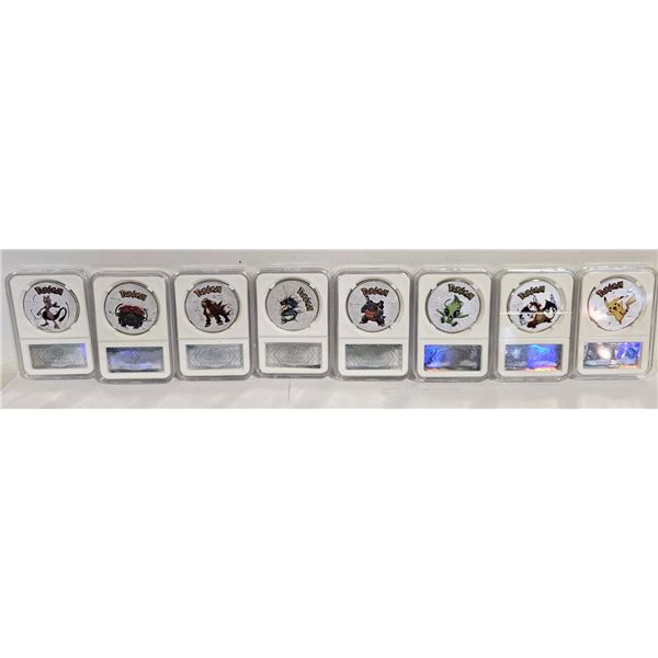 8 POKEMON COINS IN DISPLAY CASES