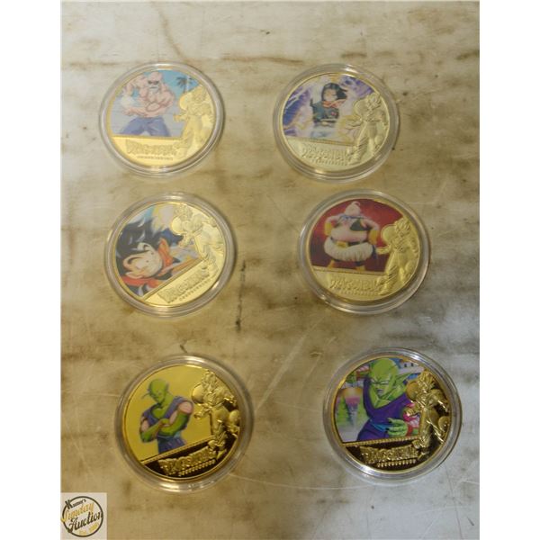 6 DRAGON BALL Z COIN SET IN BAG