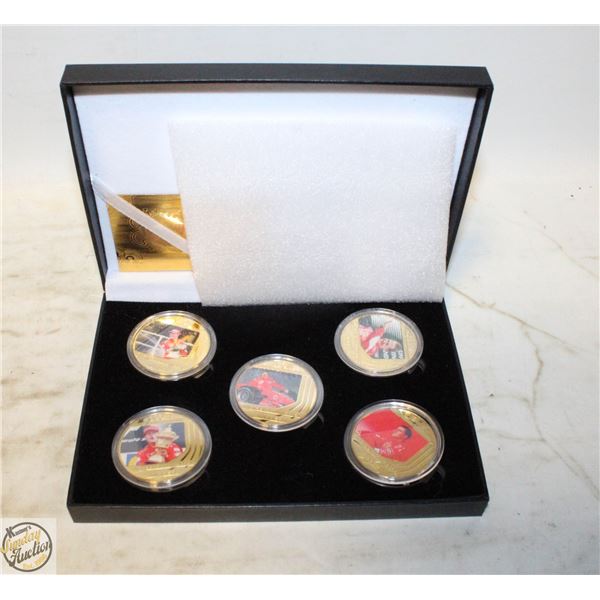 MICHEAL SCHUMACHER 5 PIECE COIN SET IN BOX