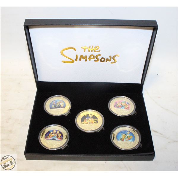 THE SIMPSONS 5 PIECE COIN SET IN BOX