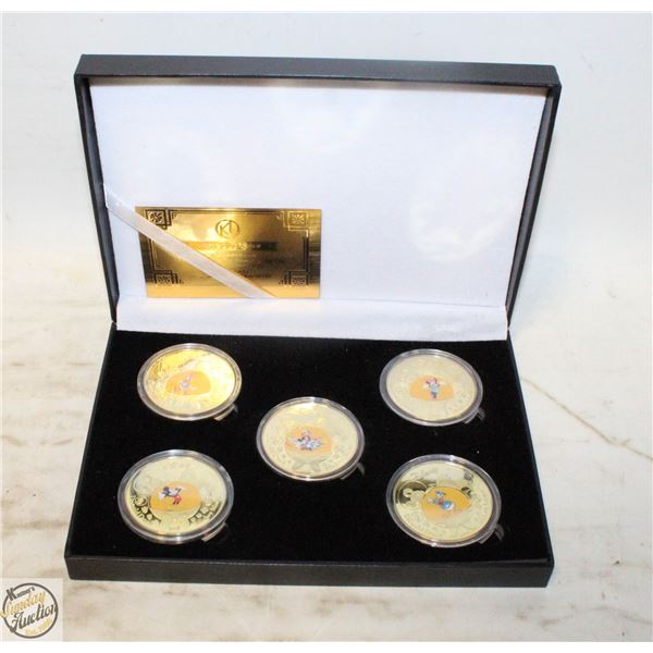 MICKEY MOUSE 5 PIECE COIN SET IN BOX