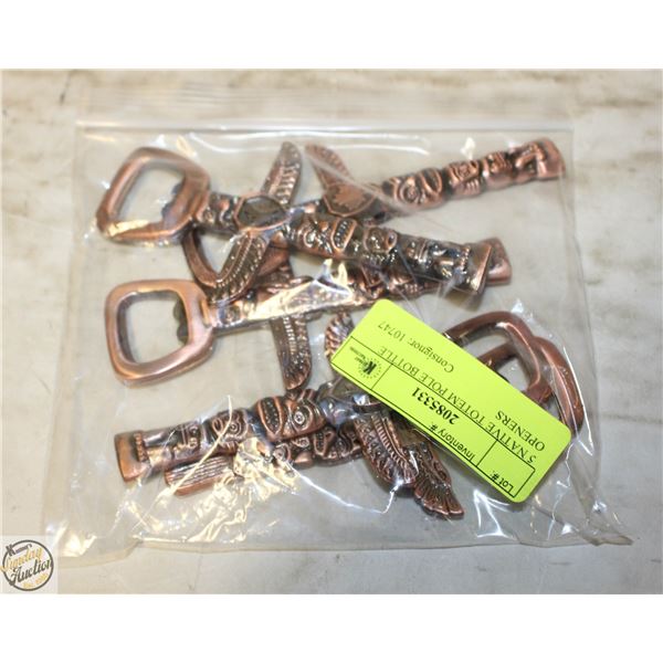 5 NATIVE TOTEM POLE BOTTLE OPENERS