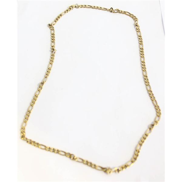 YELLOW FIGARO CHAIN 28" 26.1 GRAMS COSTUME JEWLERY