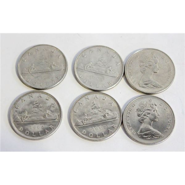 1968 DOLLAR COINS CANOE SET OF 6