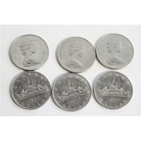 1969 DOLLAR COINS CANOE SET OF 6