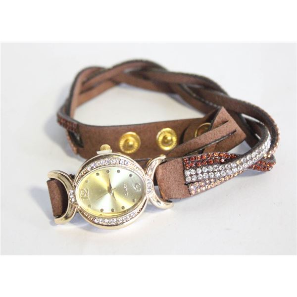 NEW LEATHER BRAIDED CHOKER WATCH ADJUSTABLE
