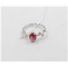 Image 1 : #151- NATURAL RED GARNET & CZ RING SIZE 7.5