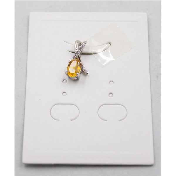 #53-NATURAL YELLOW CITRINE & CZ PENDANT