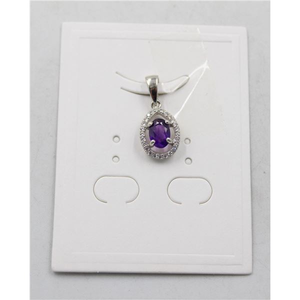 #01-NATURAL PURPLE AMETHYST & CZ PENDANT