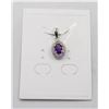 Image 1 : #01-NATURAL PURPLE AMETHYST & CZ PENDANT