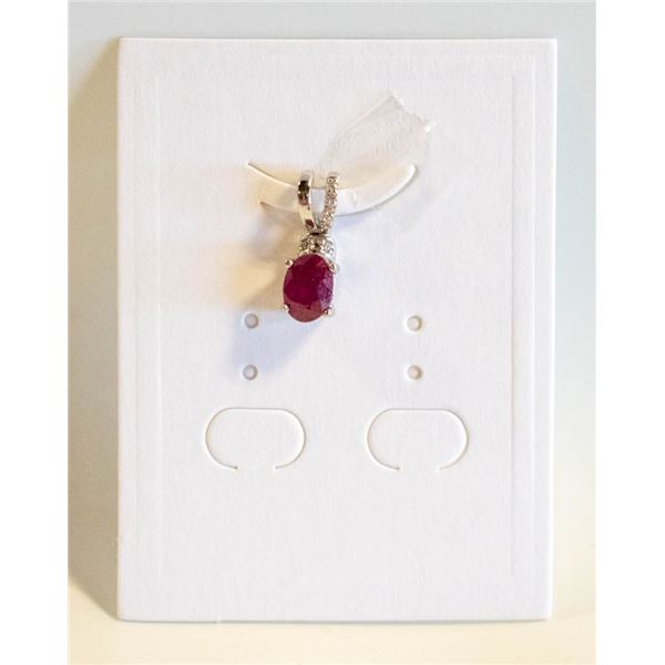 #132-NATURAL RUBY & CZ PENDANT
