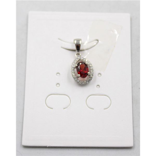 #41-NATURAL RHODOLITE GARNET & CZ PENDANT