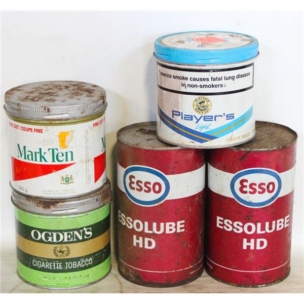 VINTAGE OIL & TOBACCO TINS ESSO OGDEN'S MARK TEN