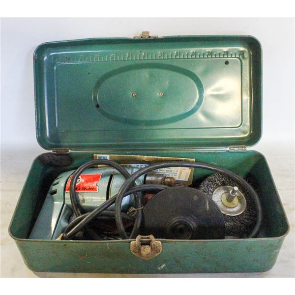 BLACK & DECKER DRILL, TOOL BOX, BITS, ETC