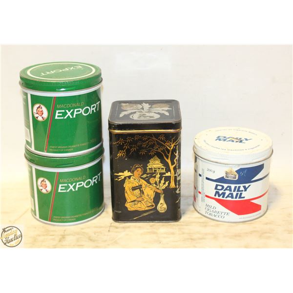 LOT OF VINTAGE TOBACCO TINS