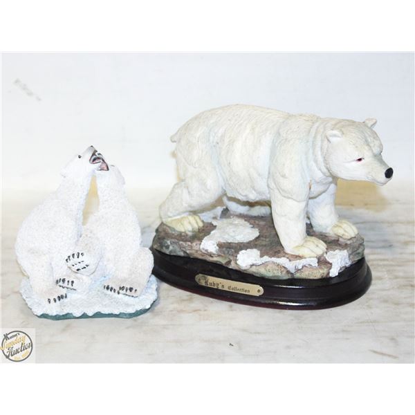 2 POLAR BEAR STATUES SOLD TOGETHER