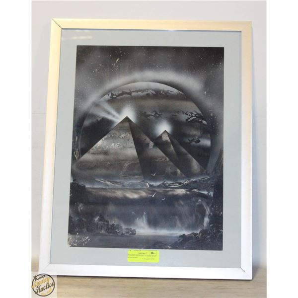 PYRAMID ARTWORK FRAMED SOLD WITH HORSE
