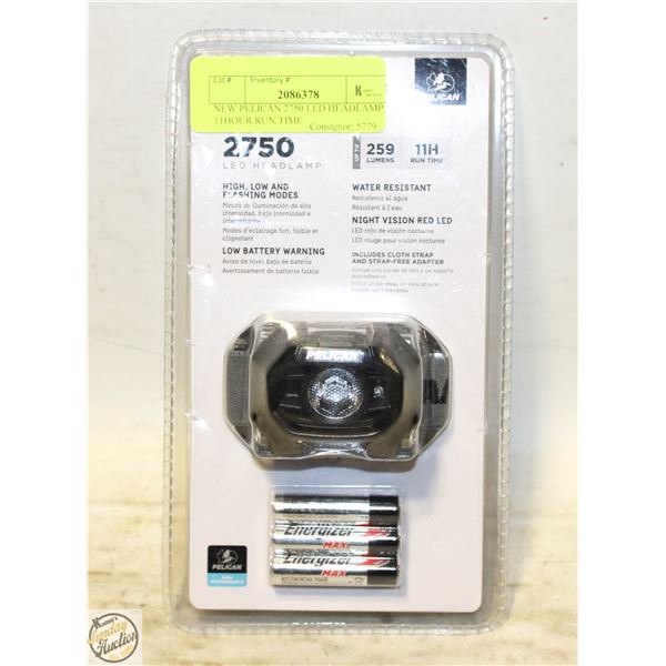 NEW PELICAN 2750 LED HEADLAMP 11HOUR RUN TIME