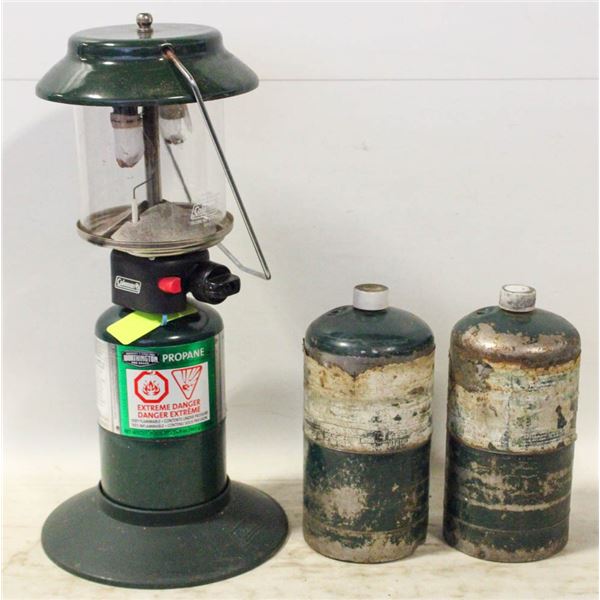 COLEMAN DUAL LANTERN PROPANE & 2 EXTRA FULL
