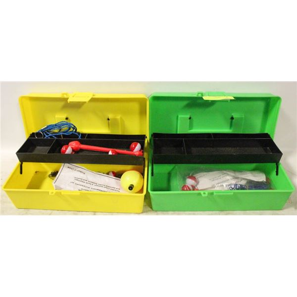 2 KIDS FISHING TACKLE BOXES WITH CONTENTS