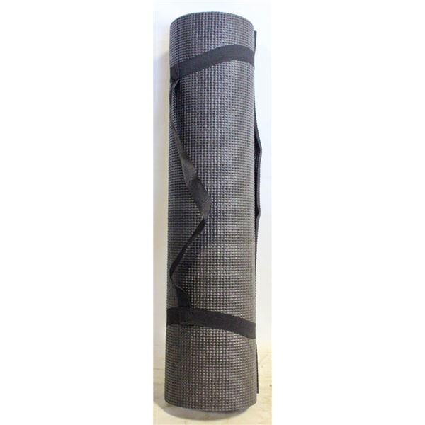 BLACK YOGA MAT WITH CARRY STRAP ¼” THICK