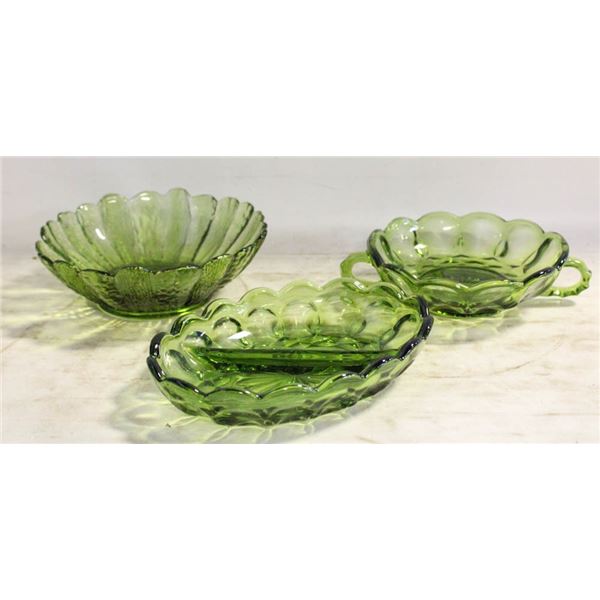 FLAT OF GREEN DEPRESSION GLASS