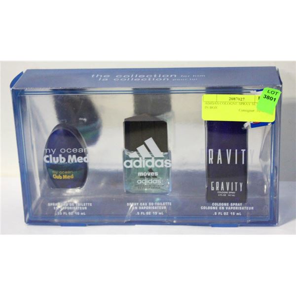 ADIDAS COLOGNE SPRAY SET OF 3 IN BOX