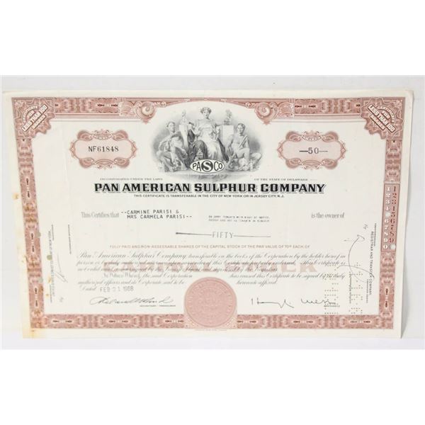 50 SHARES PAN AMERICAN SULPHUR