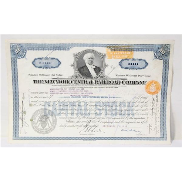 100 SHARES IN THE NEW YORK CENTRAL