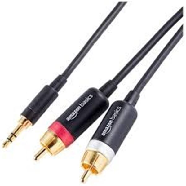 NEW AMAZON BASICS 3.5MM TO 2-MALE RCA ADAPTER CABL
