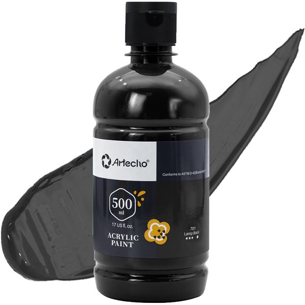 NEW 500ML ARTECHO ARCYLIC PAINT SET LAMP BLACK