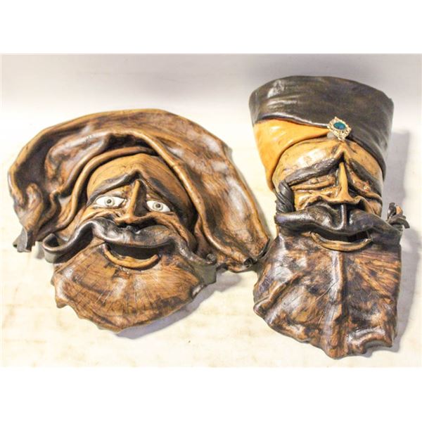 HANDCRAFTED 9" LEATHER "MASKS" - LOT OF 2