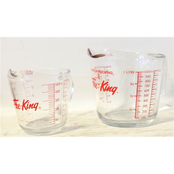 VINTAGE FIREKING MEASURING CUPS (2)