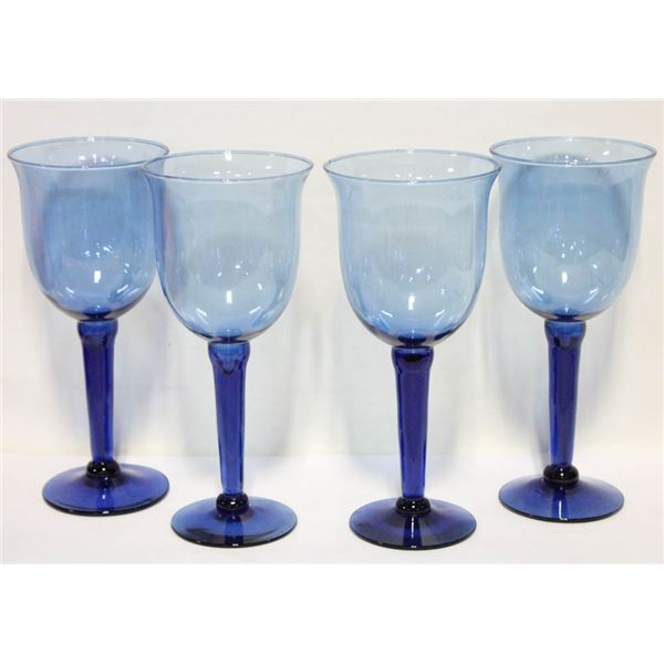 BLUE GLASS LARGE 10" STEMWARE GLASSES