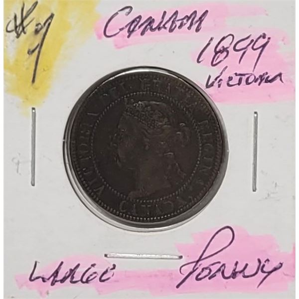14)  CANADIAN VICTORIAN 1899 LARGE PENNY.