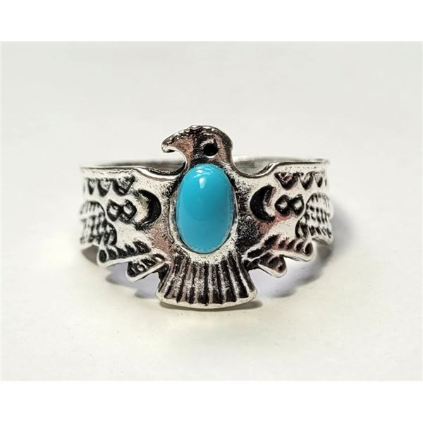 29)  SILVER TONE WITH OVAL TURQUOISE