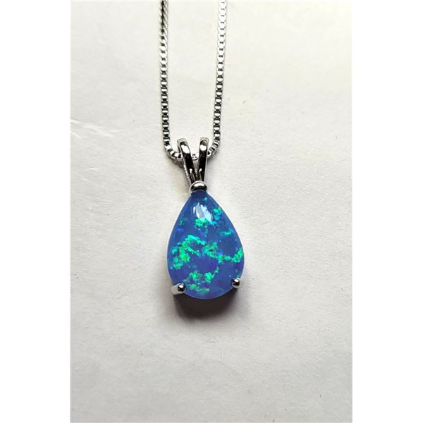 27)  PEAR SHAPED BLUE FIRE LAB-CREATED OPAL