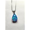 Image 1 : 27)  PEAR SHAPED BLUE FIRE LAB-CREATED OPAL
