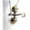 Image 1 : 26)  ENAMEL & CRYSTAL SILVER TONE DRAGON