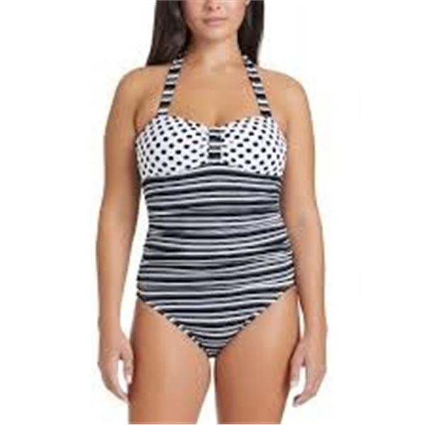 NEW WOMENSKATHY IRELAND S BLACK WHITE BATHING SUIT