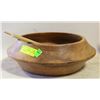 Image 1 : ANTIQUE WOOD BOWL & CARVED WOOD SPOONS