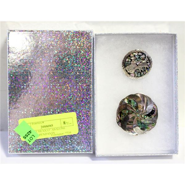 2 VTG "925 MEXICO" ABALONE BROOCHES/PENDANTS